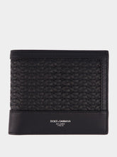 Dolce & Gabbana Black Woven Calfskin Leather Wallet