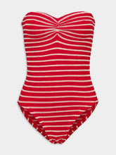 Hunza G Brooke Strapless Swimsuit in Red and White Stripe