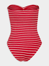 Hunza G Brooke Strapless Swimsuit in Red and White Stripe