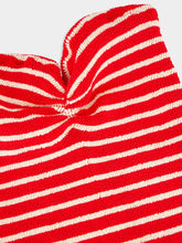 Hunza G Brooke Strapless Swimsuit in Red and White Stripe