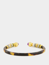 Gas Bijoux Brown Sari Open Bangle with Semi-Precious Stones