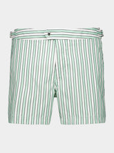 Tom Ford Light Green and White Striped Nylon Swim Shorts