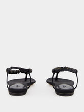 Le Monde Beryl Black Satin Beaded Thong Sandals