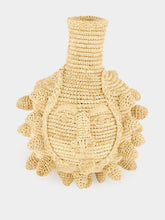Natalia Brilli Natural Handcrafted Small Raffia Vase with Calabrian Face