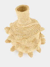 Natalia Brilli Natural Handcrafted Small Raffia Vase with Calabrian Face