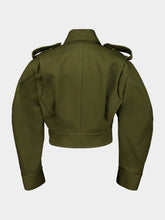Givenchy Cropped Utility Jacket in Khaki Cotton and Wool