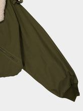 Givenchy Khaki Cotton Wool Bomber with Shearling Collar