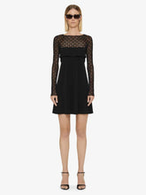 Givenchy Black Draped Jersey and Monogram Tulle Mini Dress
