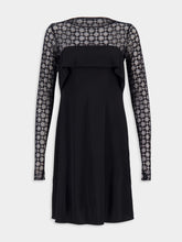 Givenchy Black Draped Jersey and Monogram Tulle Mini Dress