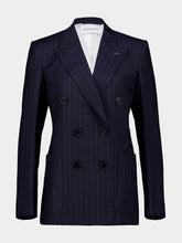 Givenchy Dark Navy Double-Breasted Wool Pinstripe Blazer