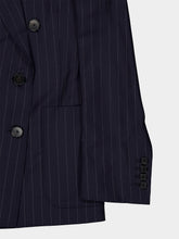 Givenchy Dark Navy Double-Breasted Wool Pinstripe Blazer