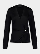 Givenchy Long-Sleeve Satin Crepe Wrap Top