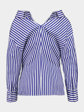 Givenchy Electric Blue and White Slashed Striped Poplin Shirt