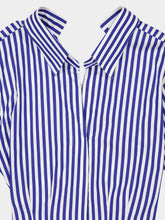 Givenchy Electric Blue and White Slashed Striped Poplin Shirt