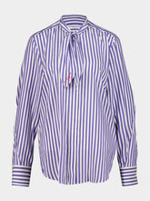 Givenchy Electric Blue and White Cocoon Silk Bow Shirt