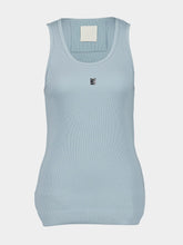 Givenchy 4G Detail Ribbed Cotton Sky Blue Tank Top