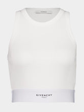 Givenchy White Cropped Tank Top with Logo Band