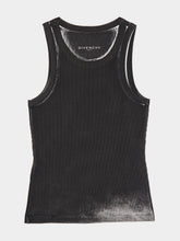Givenchy Indigo Ribbed Cotton Tank Top with Artistic Contrast Print
