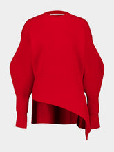 Givenchy Red Asymmetric Wool and Cashmere Crewneck Sweater