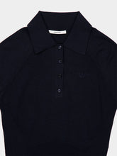 Givenchy Navy Cotton Silk Knit Long-Sleeve Polo
