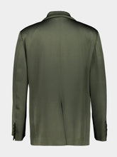 Blazé Milano Dark Forest Oversized Double-Breasted Satin Blazer