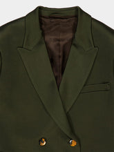 Blazé Milano Dark Forest Oversized Double-Breasted Satin Blazer