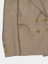 Blazé Milano Saona Beige Checked Double-Breasted Wool Blazer