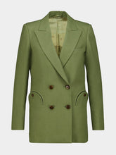 Blazé Milano Palm Green Linen Midday Sun Double-Breasted Blazer