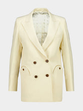 Blazé Milano Savannah Butter Double-Breasted Linen-Silk Blazer
