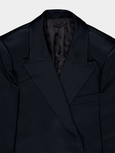 Blazé Milano Dark Navy Double-Breasted Satin Blazer