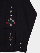 Baziszt Navy Blue Byrsa Embroidered Shirt