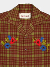 Baziszt Khaki and Burgundy Pilot Shirt