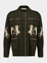 Baziszt Khaki Green Mice Cashmere Cardigan