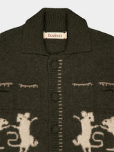 Baziszt Khaki Green Mice Cashmere Cardigan