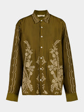 Baziszt Khaki Jacob Shirt with Floral Embroidery
