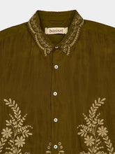 Baziszt Khaki Jacob Shirt with Floral Embroidery