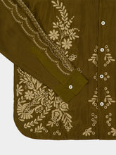 Baziszt Khaki Jacob Shirt with Floral Embroidery