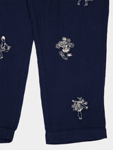 Baziszt Navy Embroidered Cotton Trousers