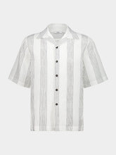 Commas White Camp Collar Striped Cotton Shirt