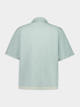 Commas Light Blue Braided Camp Collar Shirt