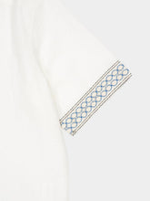 Commas White Braided Camp Collar Shirt
