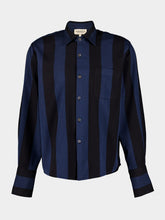 Marrakshi Life Navy Striped Silk Shirt
