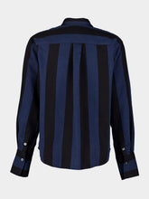 Marrakshi Life Navy Striped Silk Shirt