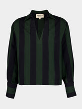 Marrakshi Life Forest Noir Striped V-Neck Blouse