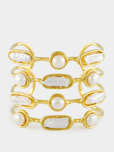 Sylvia Toledano Gold Grace Cuff Bracelet with Pearls