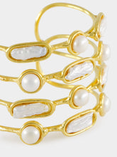 Sylvia Toledano Gold Grace Cuff Bracelet with Pearls
