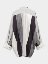 Marrakshi Life Nero Collar Oversized Long-Sleeved Stripe 5 Cotton Shirt