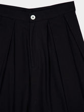 Marrakshi Life Black Solid High-Waist Pleated Cotton Trousers