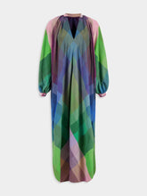 Marrakshi Life Plaid 112 Maxi V-Neck Touareg Cotton Dress