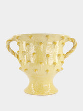Ceramica ND Dolfi Yellow Pinecone Footed Vase with Handles
